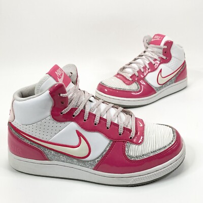 Nike Air Indee High Top Shoes 2008 Womens 8.5 Pink White Leather VERY NICE