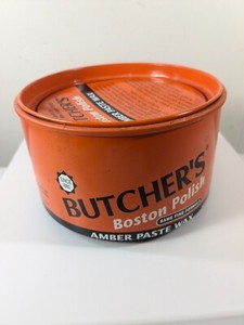 Vintage Butcher's Wax Boston Polish Amber Paste Wax 16 oz Tin READ