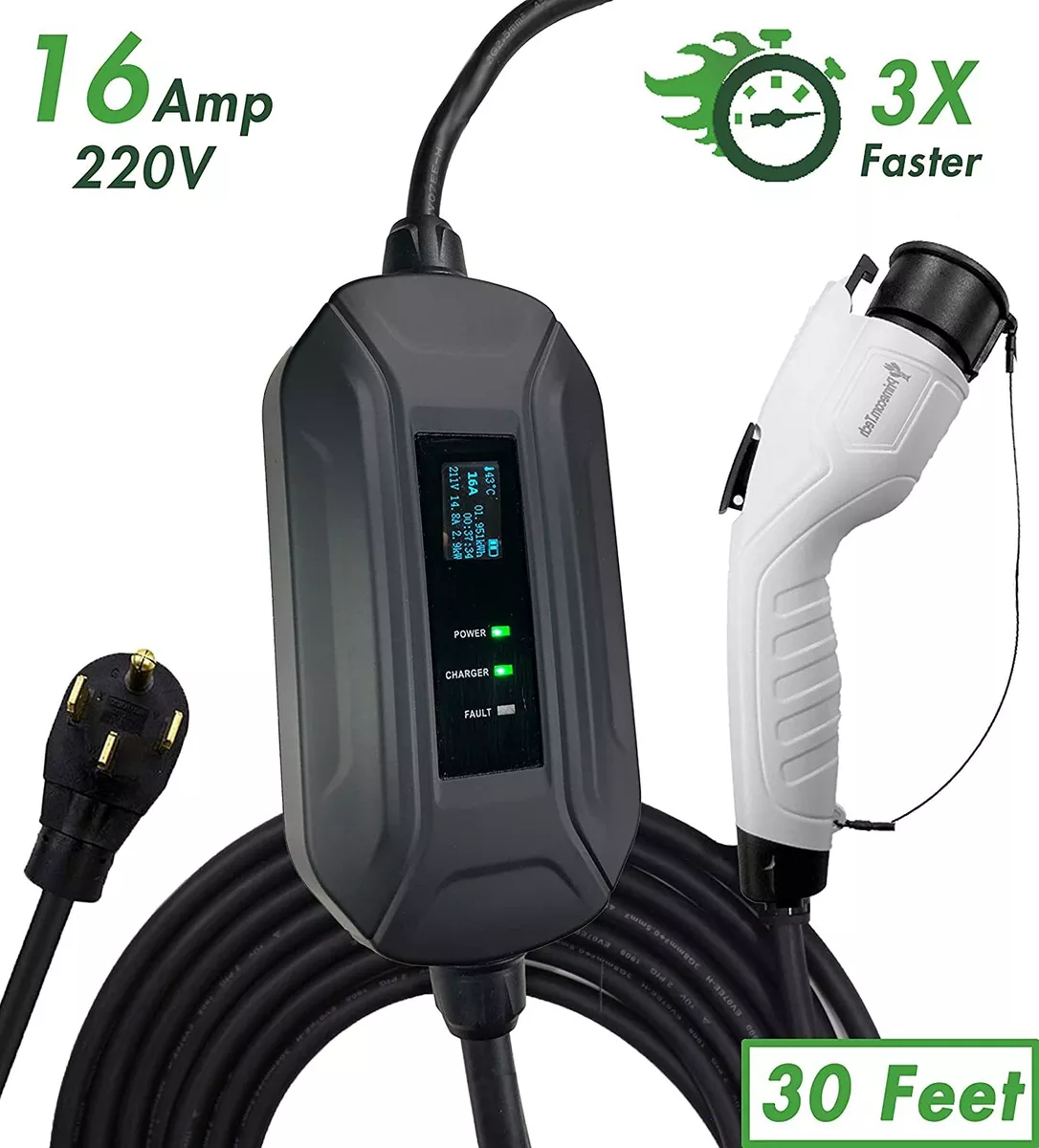 Chargeur EV portable à usage domestique, câble de type 1, type 2