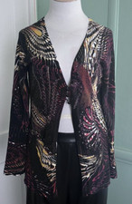 Alberto Makali Dramatic Beaded Multi Colored Earth Toned Long Cardigan Size XL