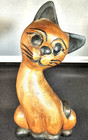 New ListingWood Siamese Cat Vintage Mcm Hand Carved Figurine 4"