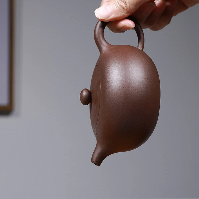 Authentic Yixing Zisha Tea Pot Ball Shaped Infuser Holes Marked Purple Grit Pot - Image 2 of 4