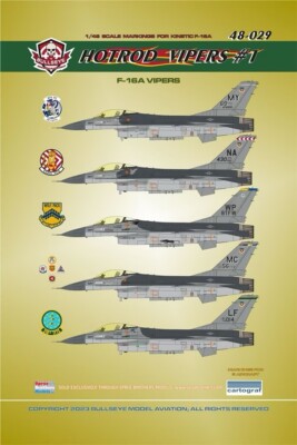 1/48 Bullseye Decals #48029 F-16A Falcon Block 1/5/10/15 Hotrod Vipers