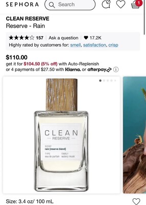 Clean Reserve Rain 3.4 oz Eau De Parfum Spray (New In Plain Brown Box) - Unisex