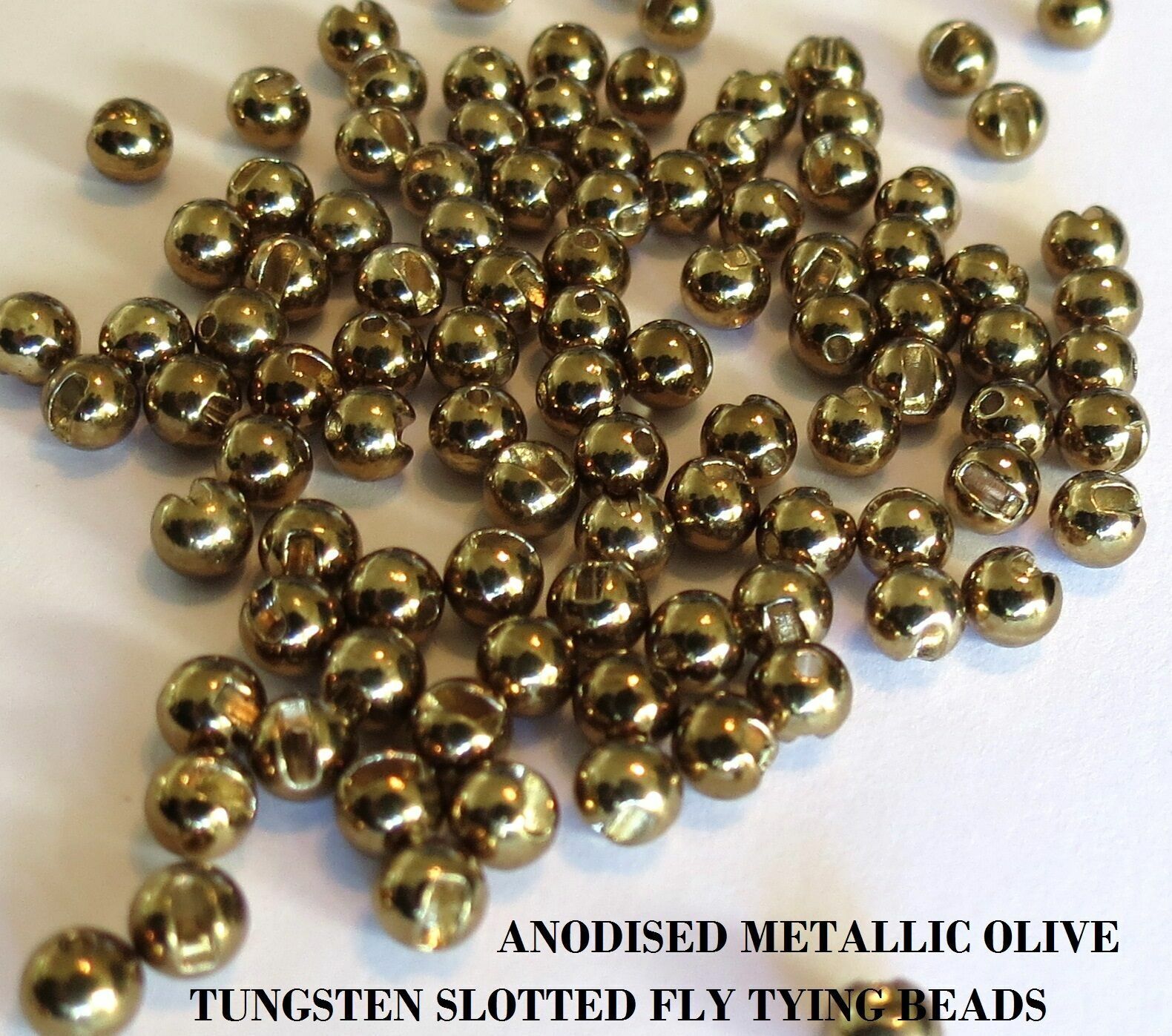 met OLIVE SLOTTED Tungsten Fly Tying Beads 2.5-4.0mm 3/32