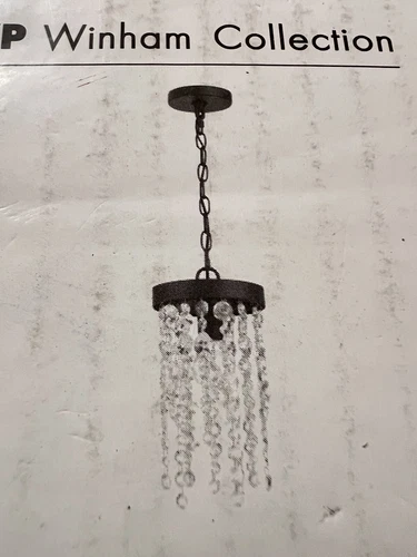 Crystorama Lighting WIN-610-BF-CL-MWP Winham Light Pendant W 7” x H 14” Black - Picture 4 of 8