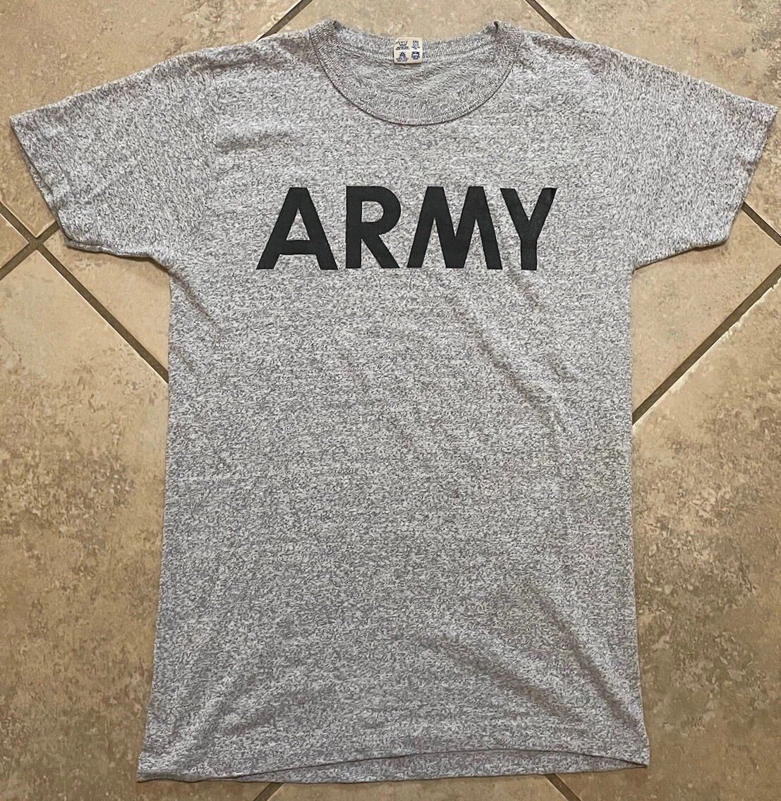 トップス 80s Champion S/S-T ARMY ⚡Vintage 80s Champion ARMY Military Gray Shirt Medium Single