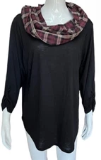 I.N.Studio Tunic Cotton Scarf Top Long Sleeves Shirt Size 1X New With Tags NWT