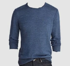 $349 Bloomingdales Mens Sweater Pullover Fleece Crew Neck Sweatshirt Blue XL