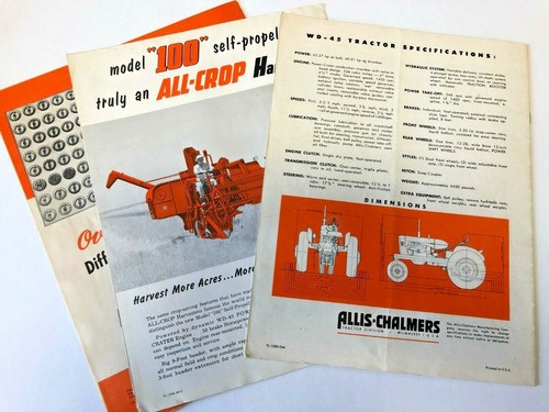 Set of 3 Vintage Allis Chalmers Brochures WD 45, All Crop Harvester, Tractor Mou - Picture 5 of 6
