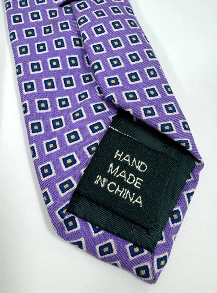 Corbata Ralph Lauren Rara De Colección Seda 59" Púrpura Geométrica Cuadrada Preppy Hiedra Retro Foto 2 de 4