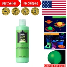 American-Made 8 Oz Glow-in-the-Dark Acrylic Paint - Green for Creative Projects