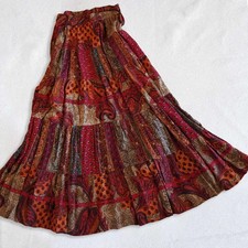 Vintage Patchwork Maxi Skirt Whimsigoth Boho Gathered Full Sweep sz Small 4