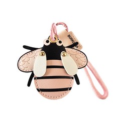 Leather Keychain Holder Case Compatible with AirTag,Cute Protective Cover wit...