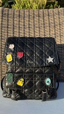 CHRISTIAN DIOR BLACK LAMBSKIN CANNAGE LUCKY BADGE STARDUST BACKPACK
