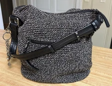 The Sak Sequoia Black Crocheted Purse Handbag Shoulder Strap Boho Charms