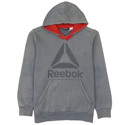 Reebok Herren Grau Pullover Hoodie L Sport Logo Fleece Sweatshirt