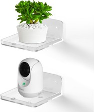 Acrylic Small Wall Mount Floating Camera Shelf 2 Pack Baby Monitor Holder, Echo