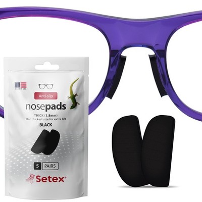 Setex Gecko Grip 1.8mm Thick Anti Slip Eyeglass Nose Pads, (5 Black Pair) USA...