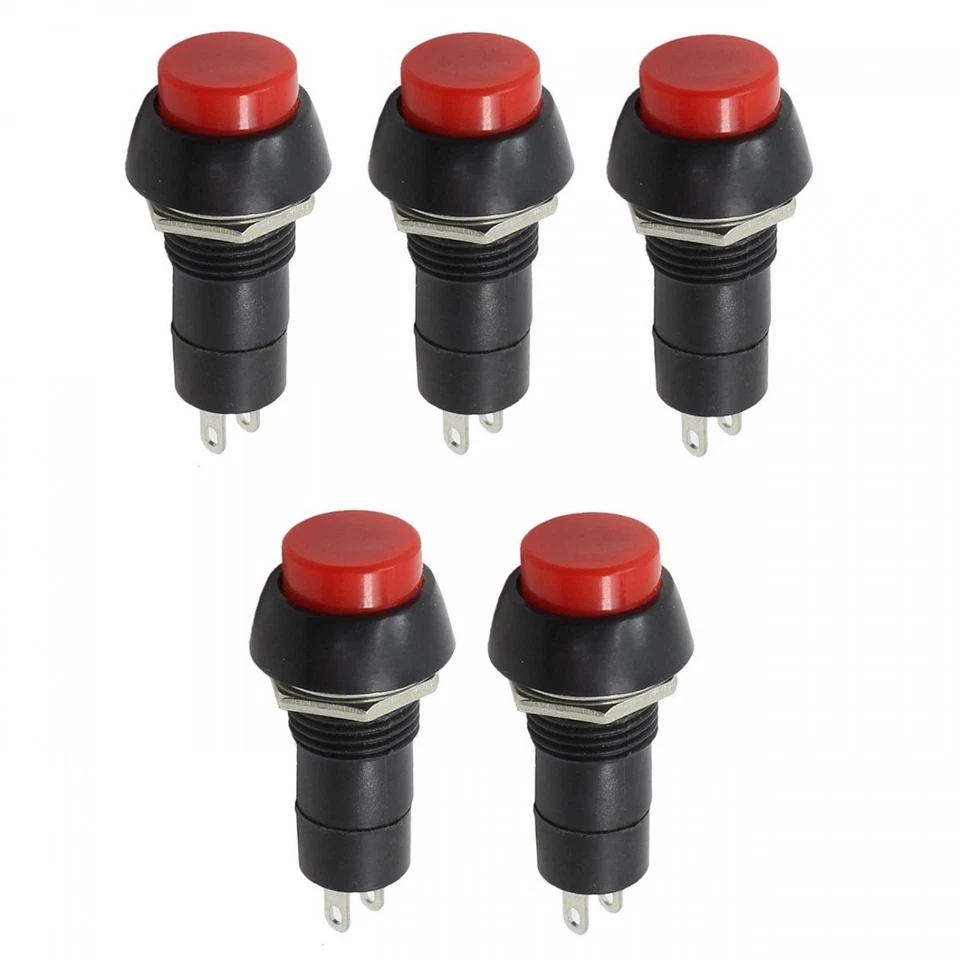 10x Interruptor de botón momentáneo rojo Bocina de reinicio AC 1.5A 125V/3A 250V Coche 12V DC Foto 2 de 4