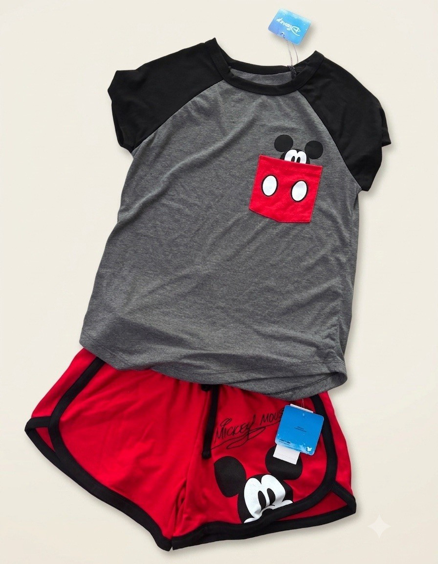 Disney Girls Lounge Set S Short Sleeve Graphic Print Mickey Mouse Hello Kitty
