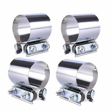 4PCS 3" Exhaust Clamps/ Butt Joint Band Clamp Sleeve Coupler For Mufflers Pipes