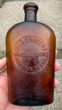 Rugers Wines & Liquors Strap Sided Flask Bottle Houston Texas TX  Shell Grotto