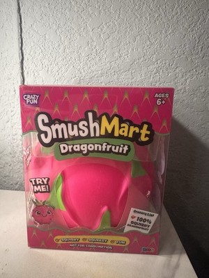SmushMart Dragonfruit Squishy Squeeze Toy, Pink/Green, Ages 6+