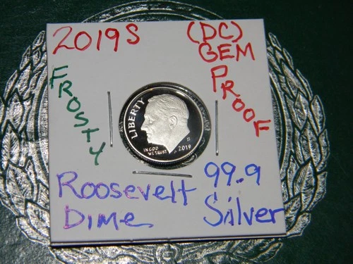 2019 S Roosevelt Dime Gem D-Cam Proof 99.9% Silver- See Pics