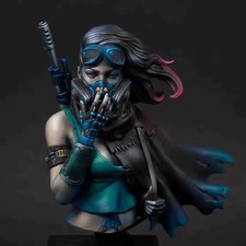 1/10 Scale Sci-Fi Cyberpunk Female Warrior Bust Resin Figure Gas Mask Model