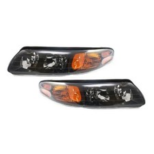 For Pontiac Bonneville 2000-2004 Headlights Pair Clear And Amber Lens Halogen