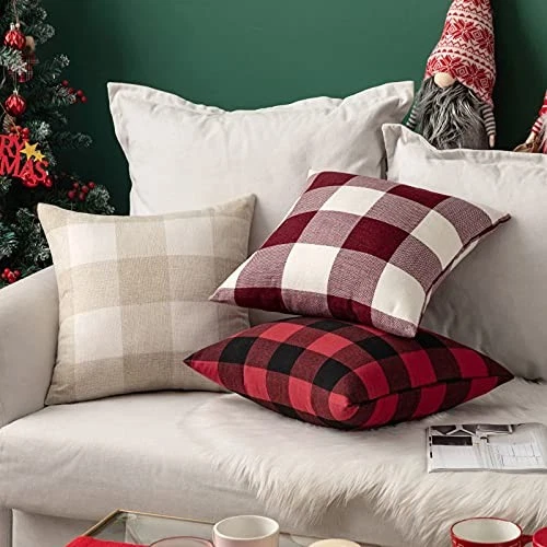 Pack of 2 Christmas Classic Farmhouse 18" x 18" (Pack of 2) White and Red - Image 2 of 4
