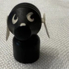 Vintage Fisher Price Little People Black Wood Straight Dog White Ears #932