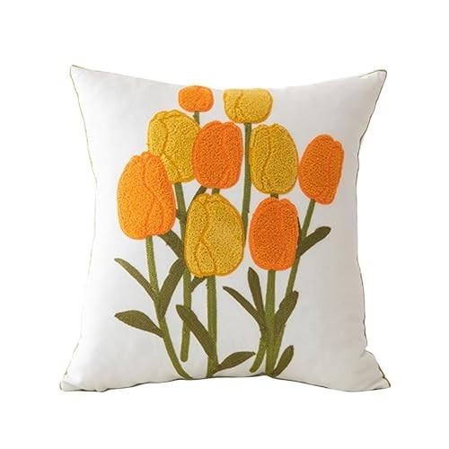 Rustic Floral Throw Pillow Covers - Decorative Square Cushion Cases, - Picture 1 of 7