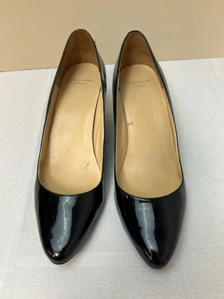 Zapatos de tacón de cuña Cole Haan Grand .03 charol negro 8M Foto 4 de 4