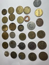Large Lot 36 Vintage Arcade Transit Casino Car Wash Tokens Mixed Brass Metal