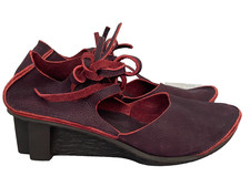 TRIPPEN Goddess Blade f Leather Wedge Women's Court Shoe Sz 39/US 8 - Berry