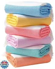 Genovega 6 Packs Oversized Turkish Beach Towel 74"x38" Thin Quick Dry Sand Fr