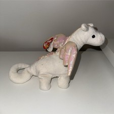 Ty Retired Original Beanie Babies Magic the Dragon 1995 White Plush