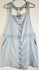 American Eagle Blue Denim Overall Dress Sz XXL Mini Y2K 90s Light Wash 5422