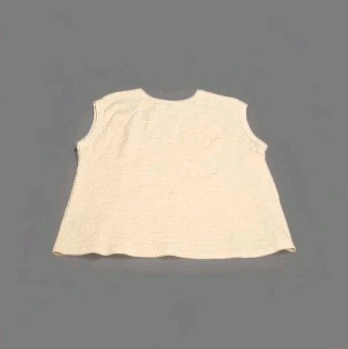 OFF WHITE Felpa universale filo senza maniche testurizzata top bianco sporco taglie forti large