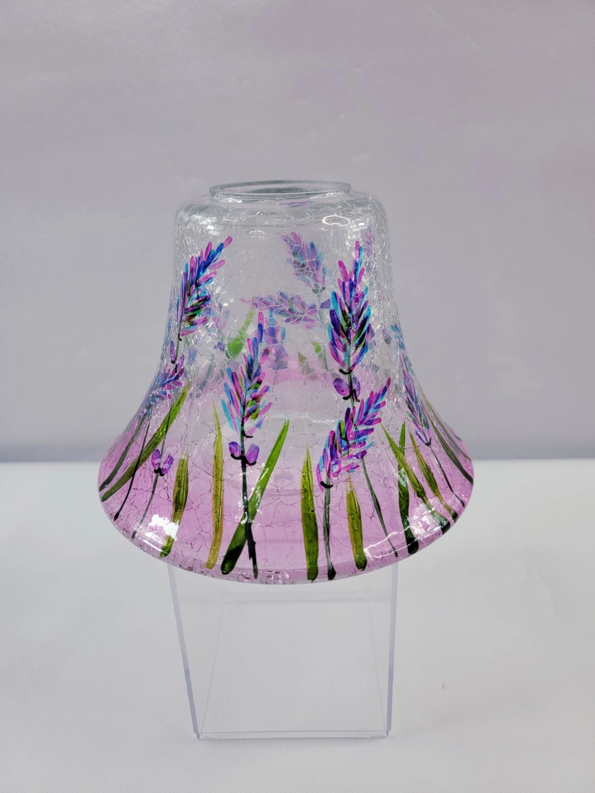 Yankee Candle Lavender Fields Fade Crackle Glass Shade/Topper Large/Medium Jars