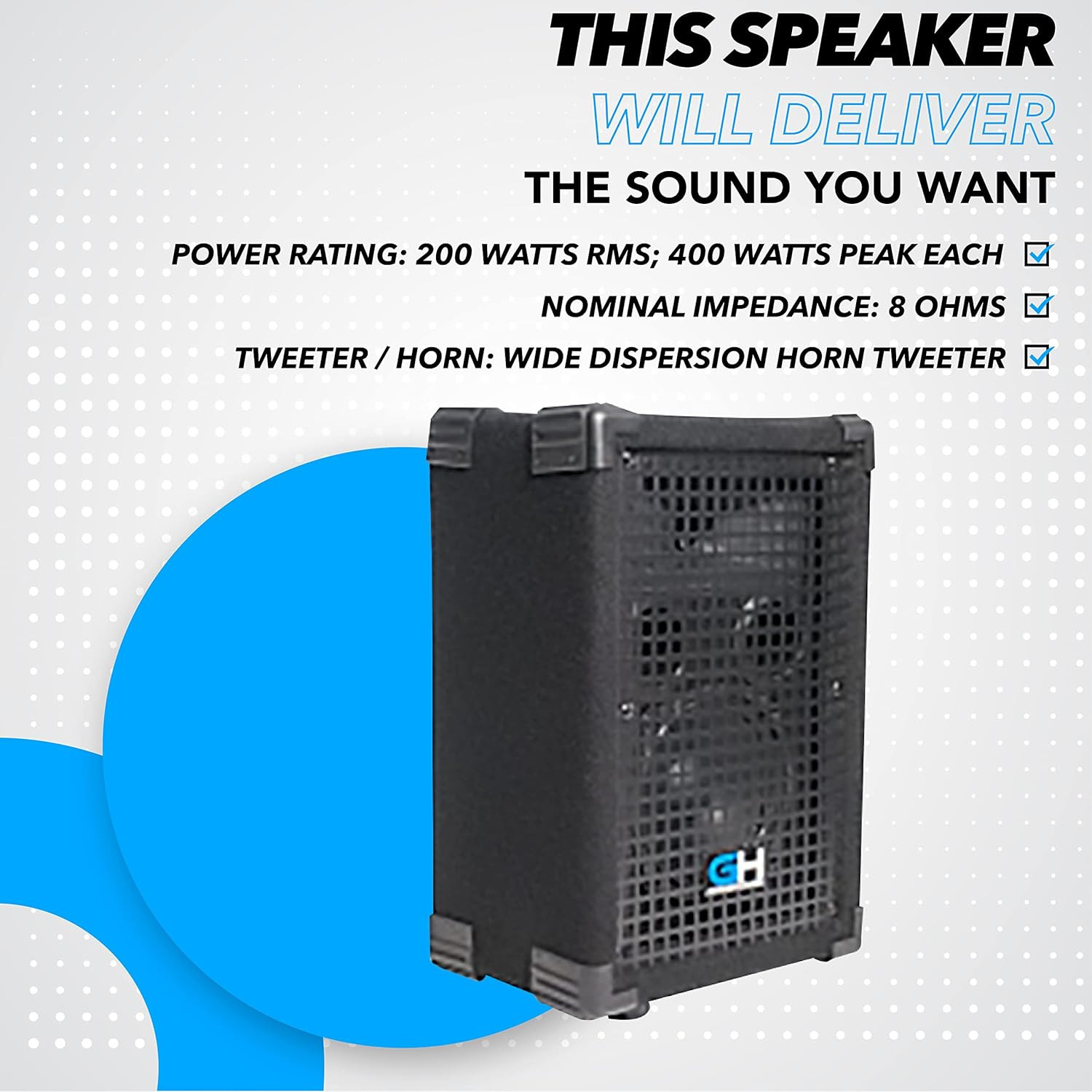 - GH6L - Passive 6 Inch 2-Way PA/DJ Loudspeaker Cabinet - 400 Watt Full Range PA
