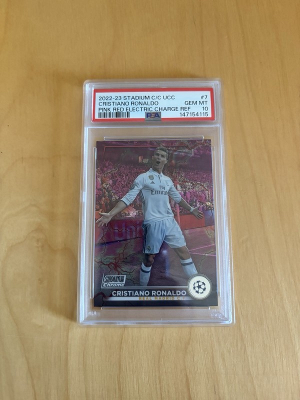 2022-23 Topps Stadium Club Cristiano Ronaldo PSA 10 Pink Red Electric Charge