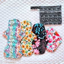 Reusable Menstrual Pad Mini Starter Pack - Bamboo Charcoal - 4 Pads - 1 Wet Bag