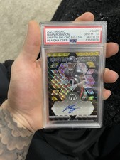 2023 Panini Mosaic Showtime Signatures Bijan Robinson Black Gold Prizm /8 Psa10 