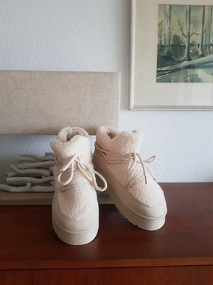 trendige Teddyfell Moonboots*Stiefeletten*Boots Schnee ApresSki Gr.40 Beige