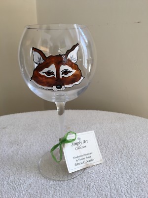 Fox Hunt Handpainted Wine Glass The Simply Art Collection by Patricia Maeder NWT
