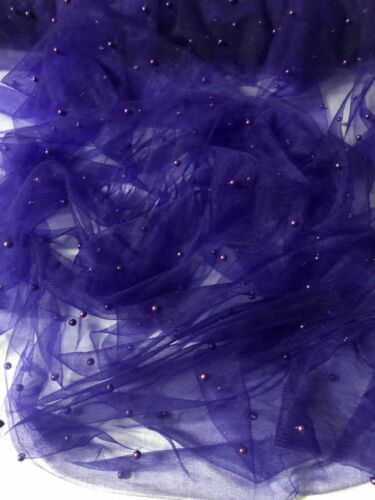 ELEGANT SOFT PEARL BEADED BRIDAL LACE FABRIC TULLE NET 60” WIDE DRESS SCARVES - Picture 35 of 104