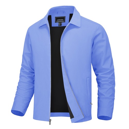 Men's Light Thin Casual Jacket Golf Sport Windbreaker Front Zip Panel Jackets - Picture 65 of 92